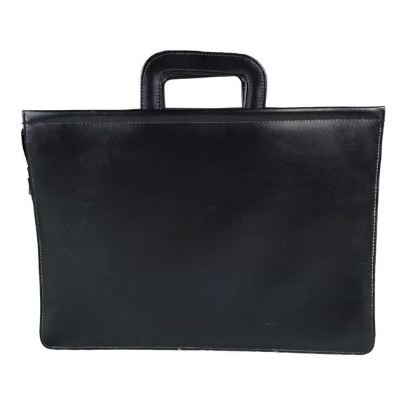 Attaché Organizer Briefcase Expandable Black Vinyl Retractable Handles Portfolio - Picture 3 of 8
